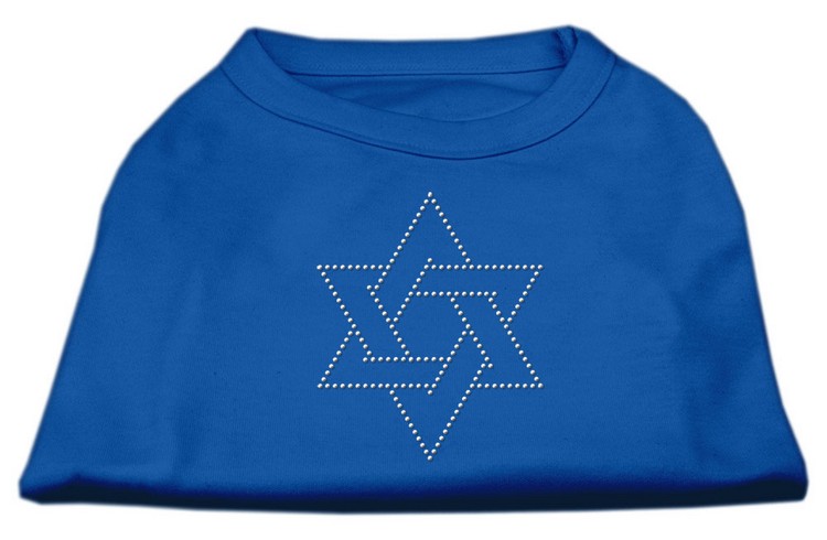 Star of David Rhinestone Shirt Blue XS